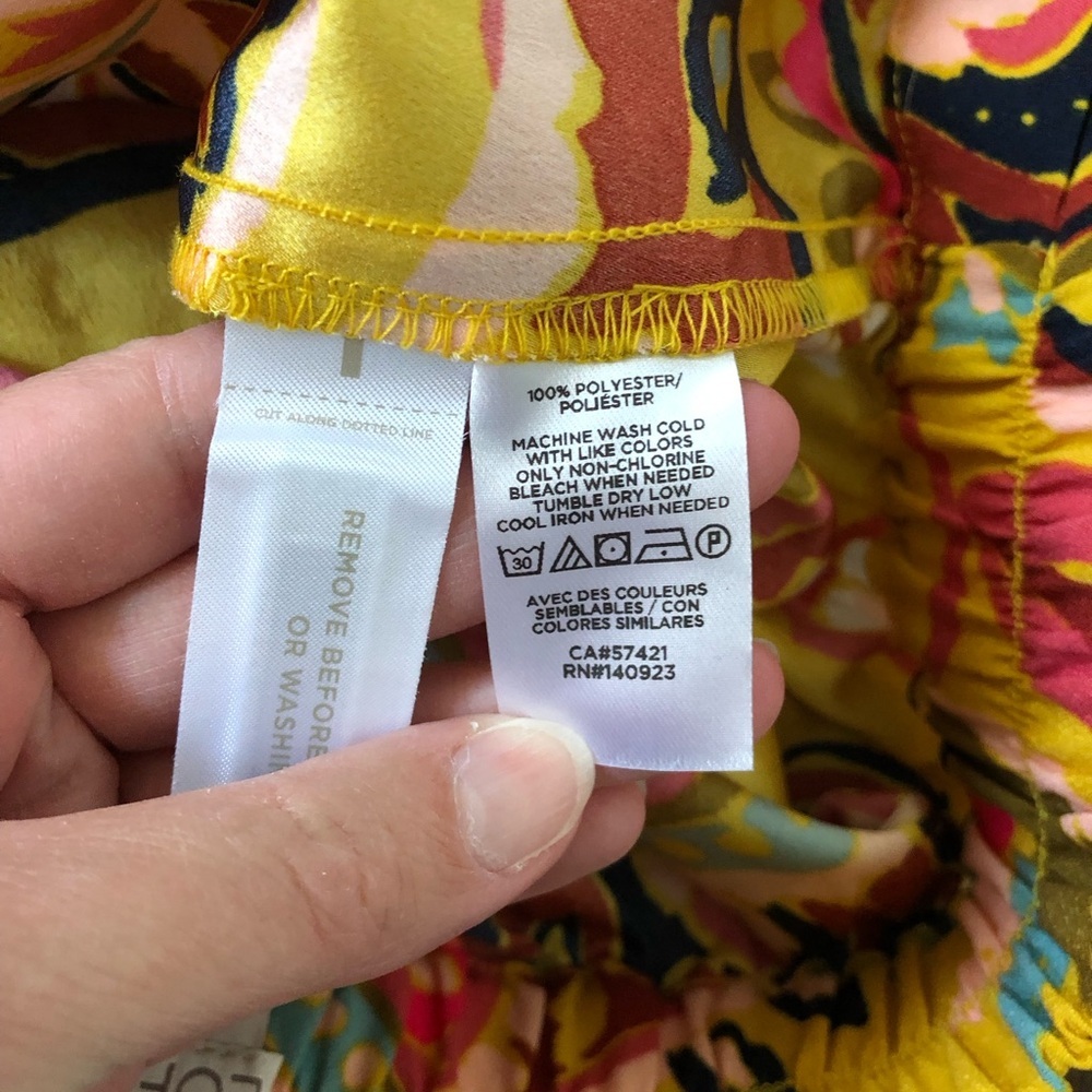 *NWOT* LOFT Women’s M Mustard Yellow Floral Paisley Tie Waist Slit Maxi Skirt - Picture 9 of 13